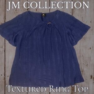 JM Collection Textured Ring Top In Navy Blue - Created For Macy's